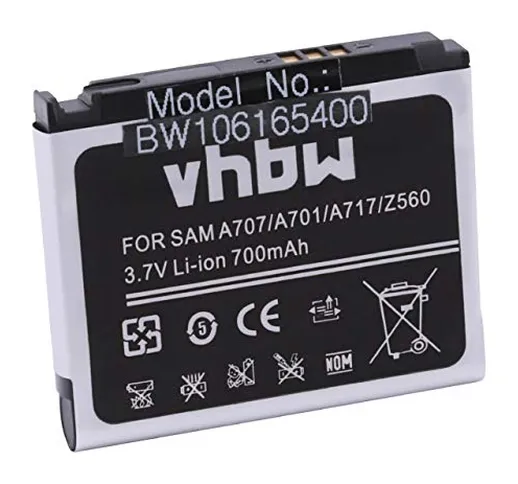 vhbw Li-Ion batteria 700mAh (3.7V) per cellulari e smartphone Samsung SGH-A171, SGH-A707,...