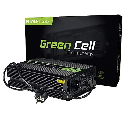 Green Cell® 300W/600W Onda Pura Inverter UPS Invertitore di Tensione DC 12V AC 230V per Ca...