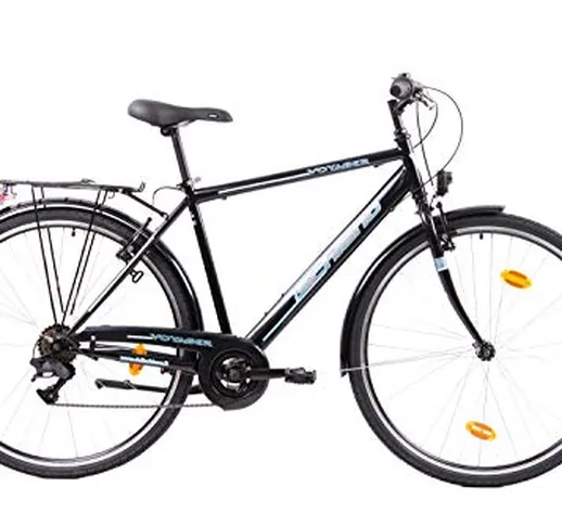 F.lli Schiano Voyager, Bici Trekking Uomo, Nero-Blu, 28''