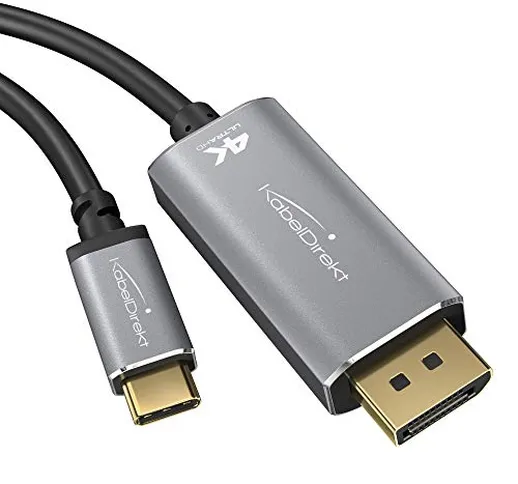 KabelDirekt – 2 m – Adattatore e Cavo USB-C a DisplayPort (Fino a 4K/2160p a 60 Hz – per c...