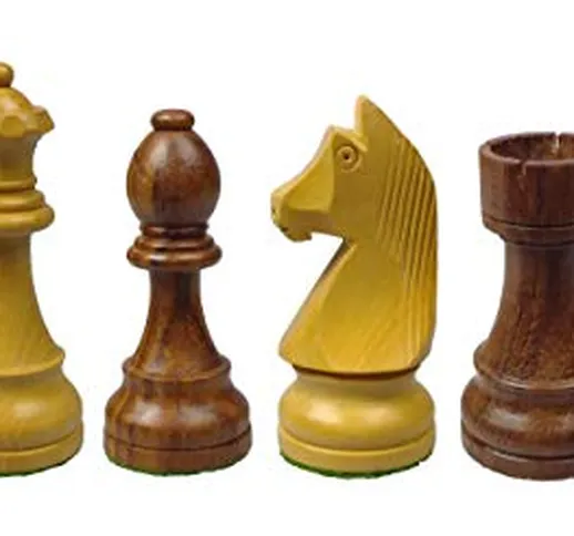 Figure degli scacchi in legno + sacchetto di velluto, 3,75 legni pregiati standard, altezz...