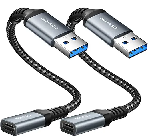 NIMASO Adattatore USB C a USB 3.0[2 Pezzi], Adattatore USB C Femmina a USB A Maschio 5Gbps...