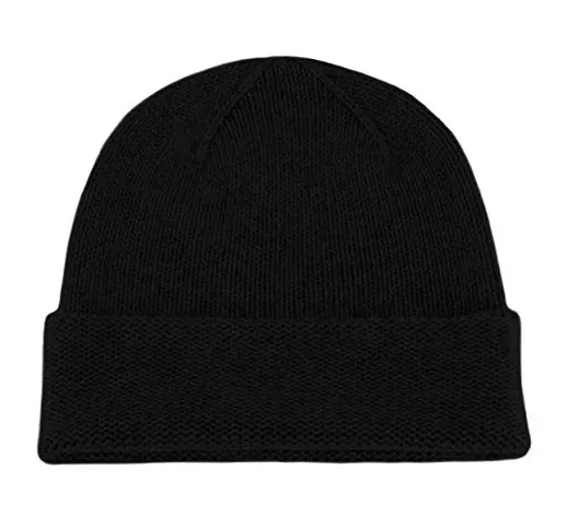 Love Cashmere Berretto Uomo in Cashmere al 100% (Mens Cashmere Hat) - Nero - Realizzato a...