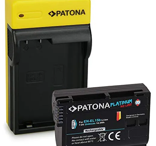 PATONA Platinum Batterie EN-EL15b con Slim Caricatore Compatibile con Nikon 1 V1, Z6, Z7,...