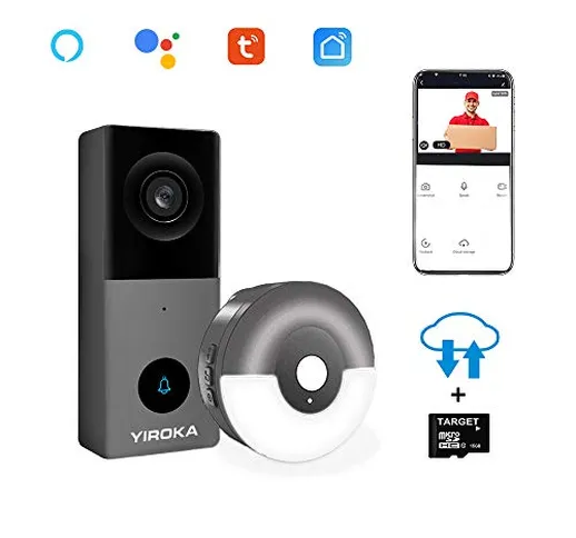 YIROKA Videocitofono Wi-Fi di Sicurezza (Richiede Fili per Campanello Esistenti), 1080P Sm...