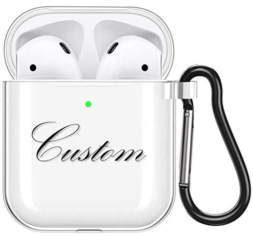 Pnakqil Personalizzato Custodia per AirPods 2 & 1, Custom Name Case Protettiva in Silicone...