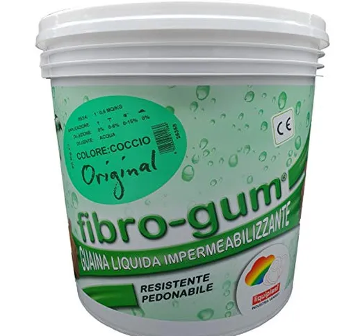 Fibrogum - 20 KG COCCIO - Vernice impermeabilizzante guaina liquida elastomerica e sigilla...