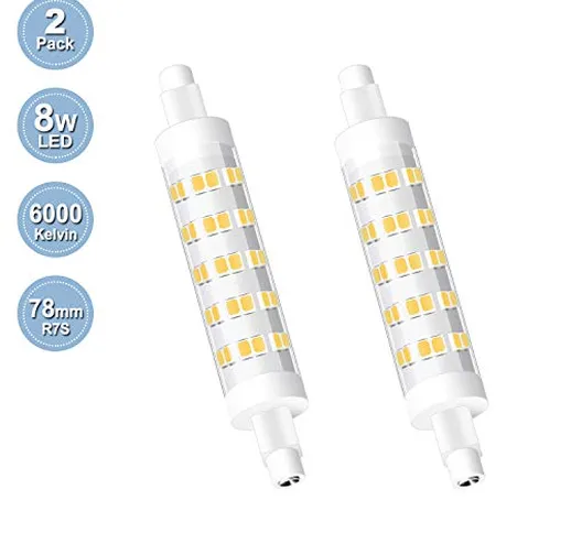 EOFITI 2x R7S Led 78mm 8W 720LM Pari a Alogena 70W 6000K Bianco Freddo Angolo di Fascio di...