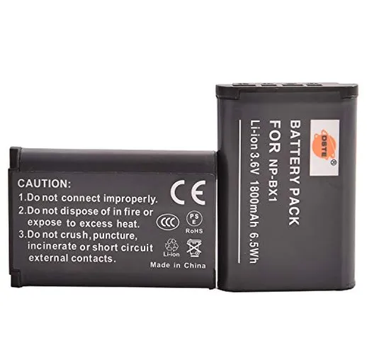 DSTE 2-Pacco Ricambio Batteria per Sony NP-BX1 Cyber-shot HDR-CX240 HDR-CX240E DSC-RX1 DSC...