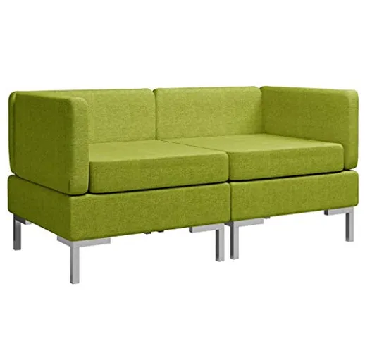 Goliraya Set Divano 2 pz Modulari in Tessuto Marrone/Verde/Giallo,Divano Modulare Moderno...