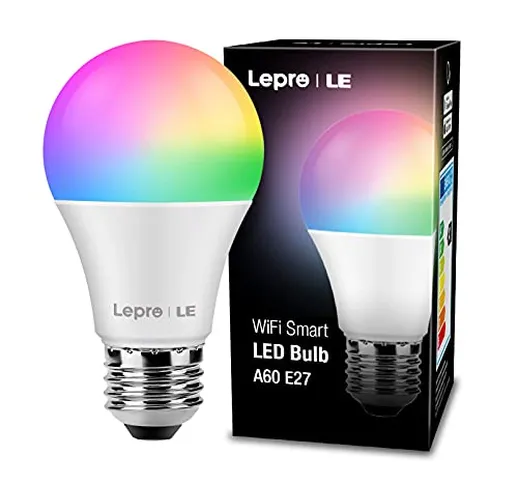 LE Lampadina LED RGBW E27 WiFi 9W, Compatibile con Alexa/Google Home, Lampadina Intelligen...