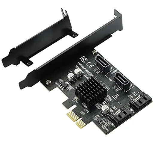 BEYIMEI Scheda PCIE SATA 4 Portes, Controller da PCIe a SATA, SATA 3.0 da 6 Gbit/s Scheda...