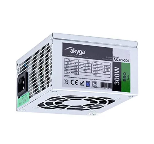 AKYGA AK-S1-300 SFX - Alimentatore di rete per PC 300 W PPFC P4 2X SATA 2X Molex 12 cm