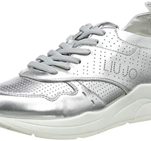 Liu Jo Shoes Karlie 14-Sneaker Met Leath Slv, Scarpe da Ginnastica Basse Donna, Argento (S...
