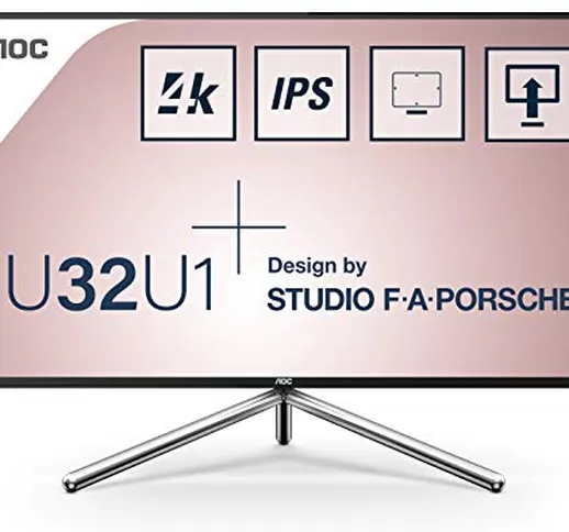 AOC U32U1 - Monitor 4K da 32 pollici, 60Hz, 5ms, IPS, HDR 600, hub USB, altoparlanti, alte...