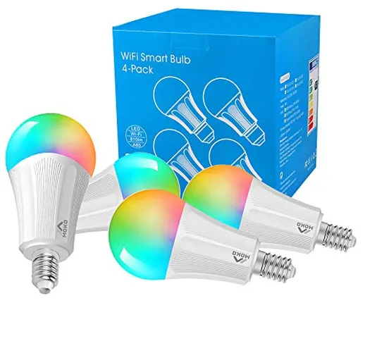 MoKo Lampadina LED E14 Colorate RGB, Intelligente Lampadine Controllo Remoto WiFi, 4 Pezzi...