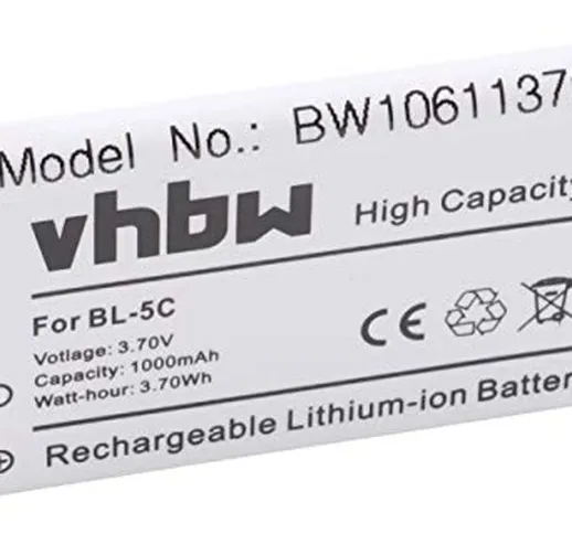 vhbw Li-Ion batteria 1000mAh (3.7V) per cellulari e smartphone NGM Boris, Clio, Dandy, Joy...