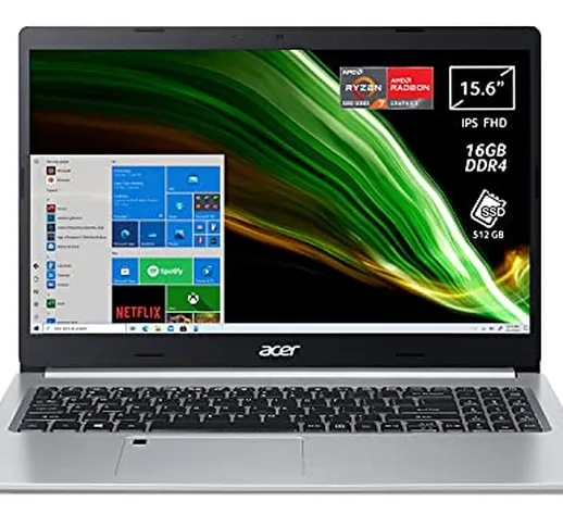 Acer Aspire 5 A515-45-R3BP PC Portatile, Notebook con Processore AMD Ryzen 7 5700U, RAM 16...