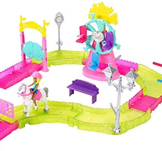 Barbie Parti e Vai Luna Park-Bambola e Pony Inclusi e Pezzi Componibili, FHV70, Modelli/Co...