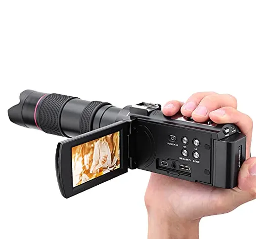Fotocamera Digitale HDR-AE8 4K HD, Fotocamera con Zoom Intelligente 16X da 8 Milioni di CM...