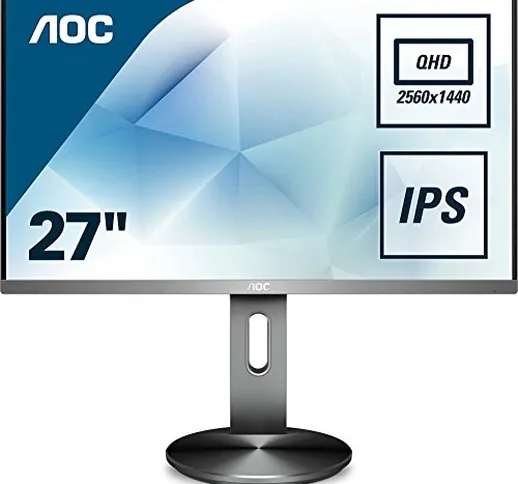 AOC Q2790PQU Monitor da 27" IPS, Frameless, QHD 2560x1440, 4 msec, 1 VGA, 2 X HDMI, 1 DP,...