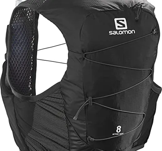 Salomon, Set Active Skin 8, Gilet unisex per l’idratazione da trail, 8L, con incluse 2 bor...