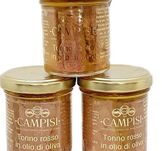 Sicilia Bedda - TONNO ROSSO IN OLIO D'OLIVA - CAMPISI - Vasetto Vetro 90 Grammi (3 Vasetti...