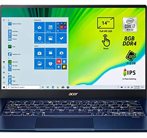 Acer Swift 5 SF514-54T-7500 Notebook portatile, Intel Core i7-1065G7, Ram 8GB, 512GB PCIe...