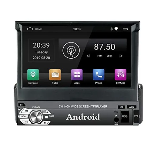 EZoneTronics Android 9.0 Flip Out 1Din Autoradio Stereo 7 pollici Touch Screen capacitivo...