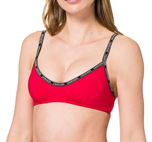 Calvin Klein Bralette-RP Parte Superiore del Bikini, Rosso Rustico, M Donna