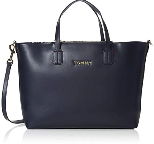 Tommy Hilfiger Iconic Tommy Satchel, Borse Donna, Blu (Sky Captain), 1x1x1 centimeters (W...