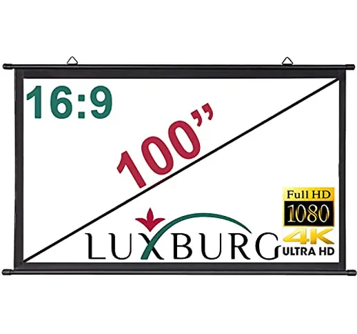 Luxburg® 100" 221x125cm 4K 3D Schermo da proiezione a Barra Semplice - Bianco Opaco 16:9 (...