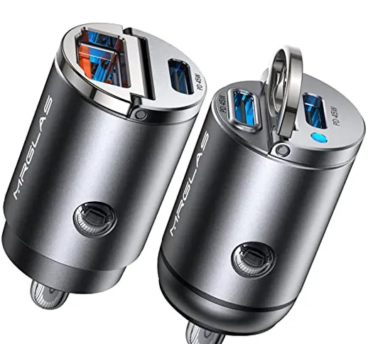 Caricatore da auto USB C 90W, 2-Pack Super Mini Metal USB C Car Charger Fast Charging Adap...