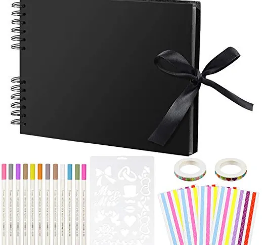 aovowog Album per Foto da incollare 12 Pennarelli Metallici per Scrapbooking 80 Pagine 12...