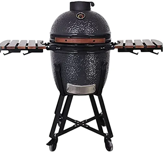 Giabri BG-2023G-N - Barbecue Kamado 60 cm, Black - Cast Iron Cooking Grid