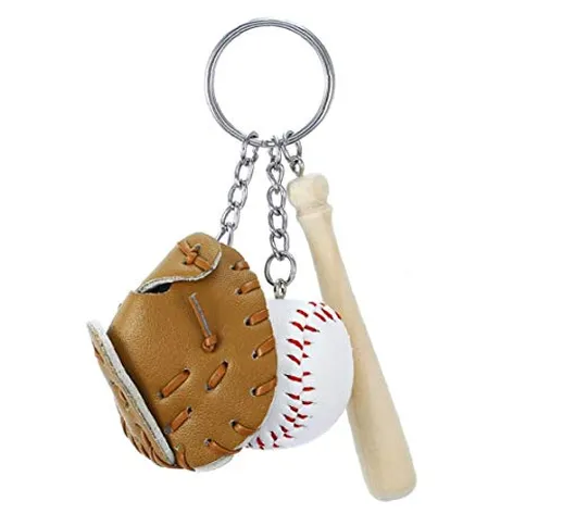 Guanto Da Baseball Palla Modello Portachiavi Mini Guanto Palla Di Legno Portachiavi Di Key...