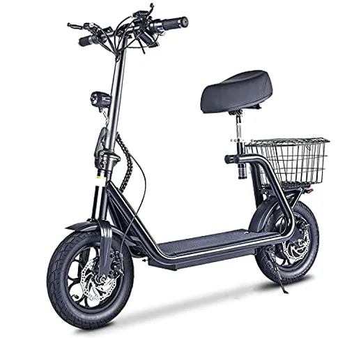 LuvTour Monopattino Elettrico per Adulto, Scooter Elettrico Pieghevole con Sedile e Cestin...