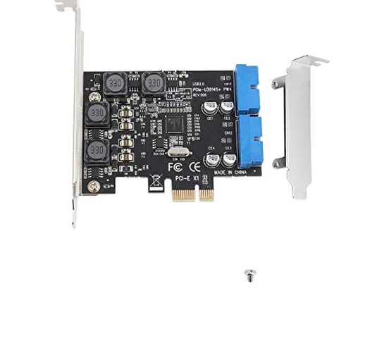 Sharainn Header USB 3.0 Card Adapter, 2 Porte 19Pin PCI-Express a Internal Header USB 3.0...