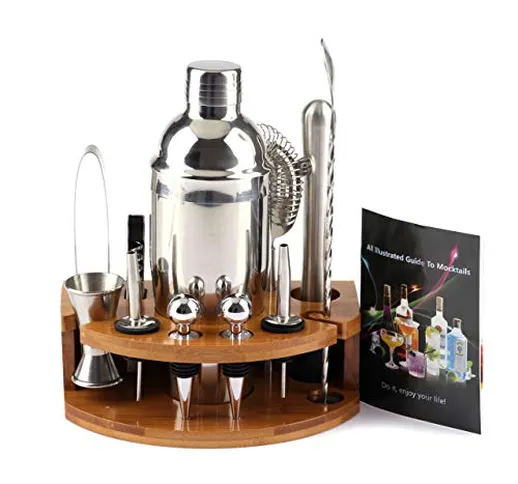 Cocktail Shaker Set [12 pezzi] accessori per bar Con shaker per cocktail da 750 ml, jigger...