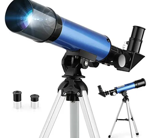 TELMU Telescopio Astronomico - Calibro 50 mm, Lunghezza focale di 360 mm, Telescopio per P...