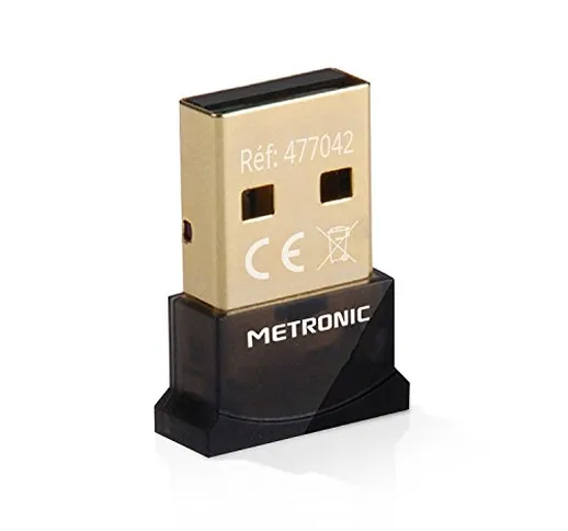 Metronic 477042 Bluetooth 4.0 Adattatore, PC, Plug e Play Nero