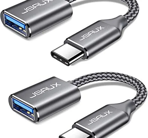 JSAUX Adattatore USB C a USB 3.0 [2 Pezzi] Adattatore OTG USB di Tipo C Compatibile con Sa...