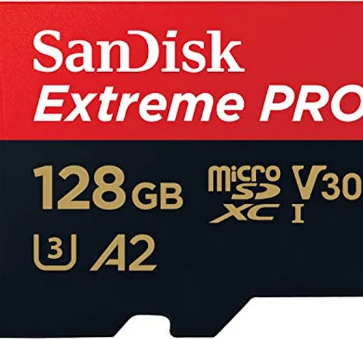 SanDisk Extreme Pro Scheda di Memoria microSDXC da 128 GB e Adattatore SD con App Performa...