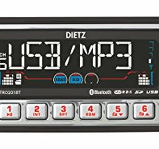 Dietz RETRO_201_BT Autoradio stile retro, 1 DIN, radio Bluetooth, CD, MP3, USB, SD, RDS, A...