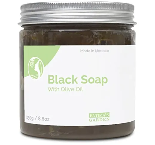 Fatima's Garden - Sapone nero (Beldi Soap) con olio d'oliva, sapone nero marocchino natura...