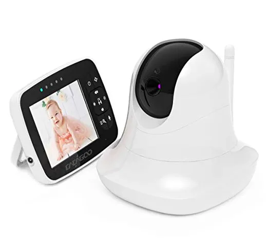 CACAGOO Baby Monitor, Telecamera Baby Monitor 360° Video con schermo da 3.5 '' 950mAh, Aud...