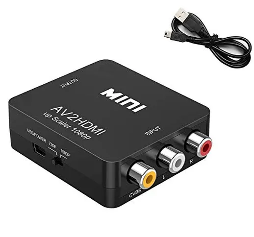 Convertitore AV a HDMI, adattatore da RCA a HDMI, convertitore video AV a HDMI Mini RCA co...