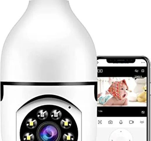 IDOR STORE Telecamera di sicurezza della lampadina, E27 WiFi a colori notturna a 360 gradi...