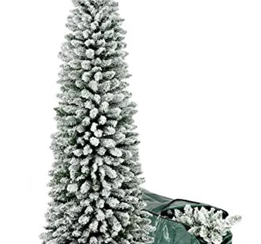 BOP Albero di Natale Slim Innevato Eolo 210 Cm con Borsa Omaggio, Molto Folto E Realistico...