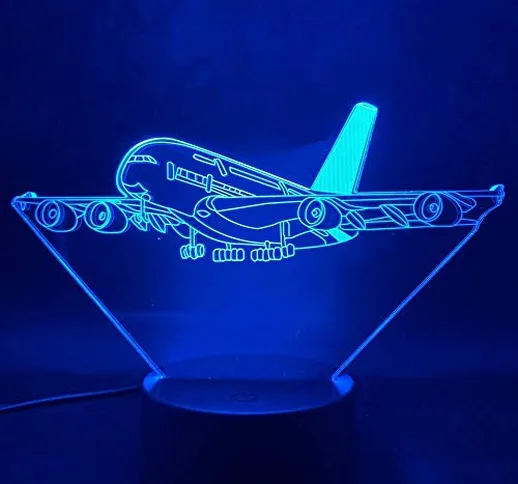 Lampada Illusion Aircraft Airbus A380 Sensore di tocco leggero 3D Ricompensa di un belliss...